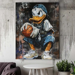Tablou Canvas - Donald Duck Playing Basketball