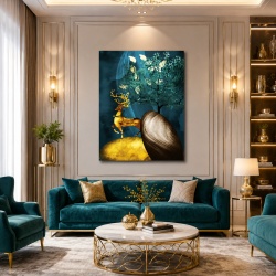 Tablou Canvas Golden Deer On The Rocks