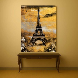 Tablou Canvas - Golden Eiffel Tower - Img 4