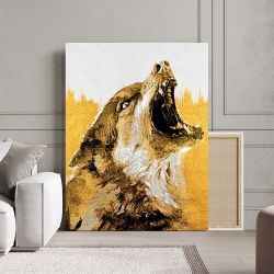 Tablou Canvas - Golden Howling Wolf - Img 2