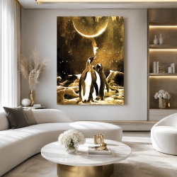 Tablou Canvas - Golden landscape with penguins