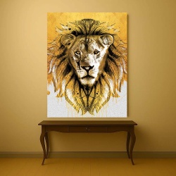 Tablou Canvas - Golden Tribal Lion - Img 4