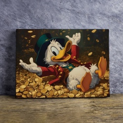 Tablou Canvas Inspirațional - Cartoonish Scrooge with Golden Coins - Img 2