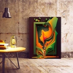 Tablou Canvas Modern Abstract - 3D Green and orange splash - Img 2