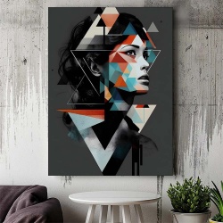 Tablou Canvas Modern Abstract - Abstract portrait on grey - Img 3