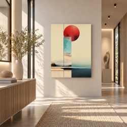 Tablou Canvas Modern Abstract - Red sun and abstract landscape