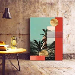 Tablou Canvas Modern Abstract - Surrealist portrait with golden spheres - Img 3