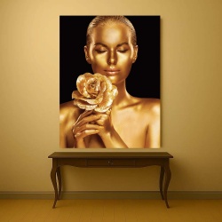 Tablou Canvas - The lady and the golden rose - Img 4