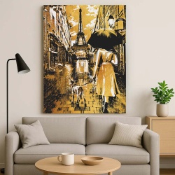 Tablou Canvas - Walking in the rain in Paris - Img 2