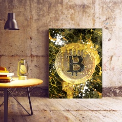 Tablou Motivational - Bitcoin (golden marble splash) - Img 3