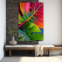 Tablou Vegetatie - Frunze exotice multicolore (098)