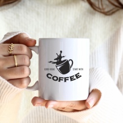 Cana cu Mesaj Good Ideas Start With Coffee - Img 4