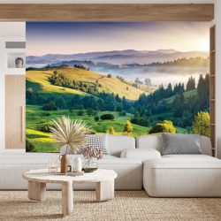 Foto tapet Misty green fields - Img 3