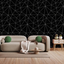 Fototapet Art Deco Fundal Negru cu Linii Albe 138 - Img 3
