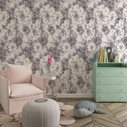 Fototapet Floral - Flori delicate cu frunze gri (Floral 068) - Img 2