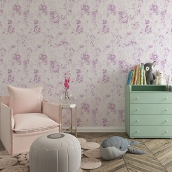 Fototapet Floral - Flori delicate mov cu fundal texturat (Floral 063) - Img 2