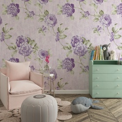 Fototapet Floral - Flori elegante mov pe fundal texturat (Floral 181) - Img 2