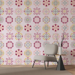Fototapet Floral - Pattern cu flori minimaliste stilizate (Floral 048)