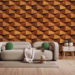 Fototapet Imitatie Lemn - Pattern cu forme geometrice 3D (Wood 059) - Img 2
