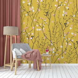 Fototapet Spring flowers on yellow background (FTD1000264) - Img 2