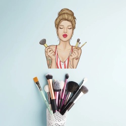 Pop art girl with brushes - Img 2
