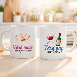 Set 2 cani personalizate Fara nasa nu-i petrecere fara nas nu-i vin