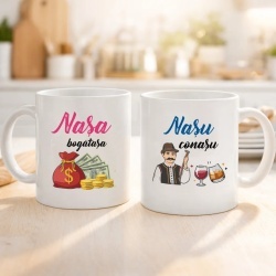 Set 2 cani personalizate Nasa bogatasa si Nasu conasu