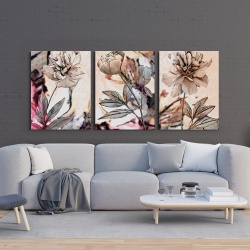 Set 3 Tablouri Canvas - Sepia peonies - Img 2