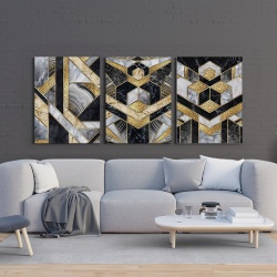 Set 3 Tablouri - Complex geometrical shapes with marble and gold - Img 3