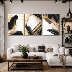 Set Tablouri Canvas - Tropical Black And Gold