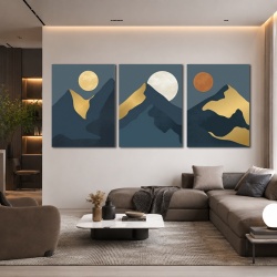 Set Tablouri Canvas - Yellow Moon, Pale Moon, Red Moon