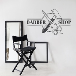 Sticker Barbershop (lama de ras si foarfece)