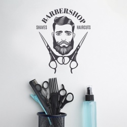 Sticker Barbershop (scissors and guy) - Img 2