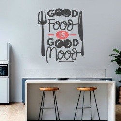 Sticker Bucatarie - Good food is good mood (fork and knife) - Img 1
