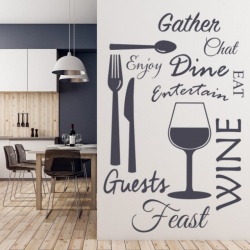 Sticker De Perete Wine Dine Kitchen