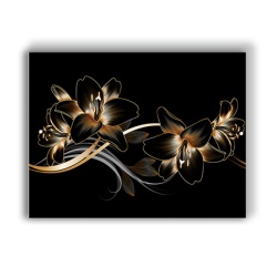 Tablou Canvas Golden Floral Swirls - Img 3