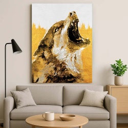 Tablou Canvas - Golden Howling Wolf - Img 3