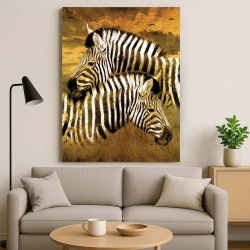 Tablou Canvas - Golden zebras