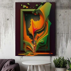 Tablou Canvas Modern Abstract - 3D Green and orange splash - Img 3