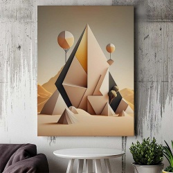 Tablou Canvas Modern Abstract - 3D Shapes in the desert