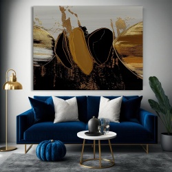 Tablou Canvas Modern Abstract - Abstract painting with golden powder and rust - Img 2