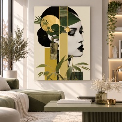 Tablou Canvas Modern Abstract - Abstract vintage portrait with gold
