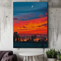 Tablou Canvas Modern Abstract - Burning sky - Img 3