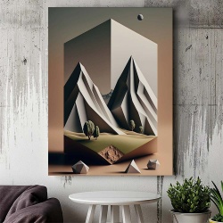 Tablou Canvas Modern Abstract - Peisaj abstract 3D cu un paralelipided - Img 2
