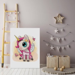 Tablou Copii - Pink Unicorn Girl