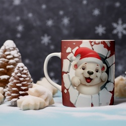 Cana De Craciun - Cute Polar Bear on Red Background - Img 2