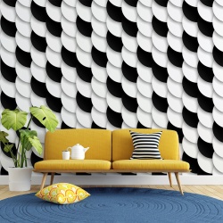 Fototapet Abstract - Black and White Scales (Geometric 090) - Img 2