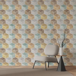 Fototapet Abstract - Cuburi in culori pastel (Geometric 140)