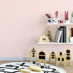 Fototapet Copii Linii Serpuite pe Fundal Roz Pastel 1014-F