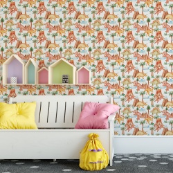 Fototapet Copii - Pattern cu dinozauri, munti si copaci (Baby 011)